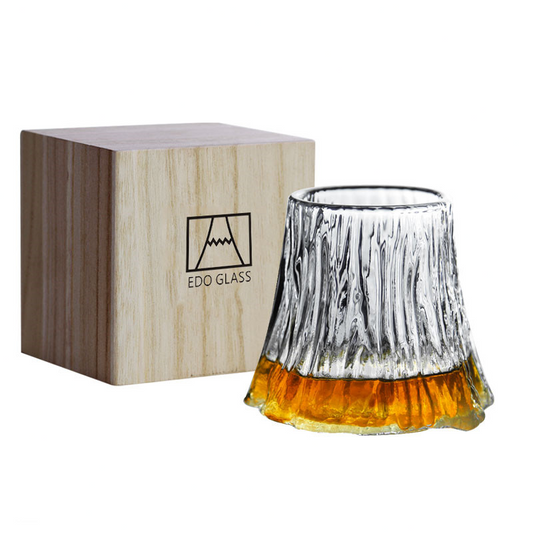 Whisky-Glas im japanischen Stil – Baumstamm (mit Holzbox, 2er-Set)