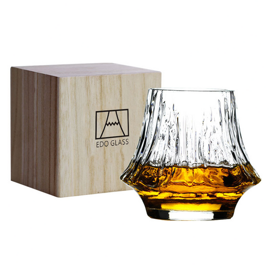 Japanese-Style Whisky Glass – Mt. Fuji (w/ Wooden Box, Set of 2)