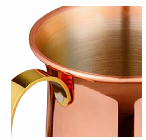 Copper Mug with Golden Handle (Set of 2)