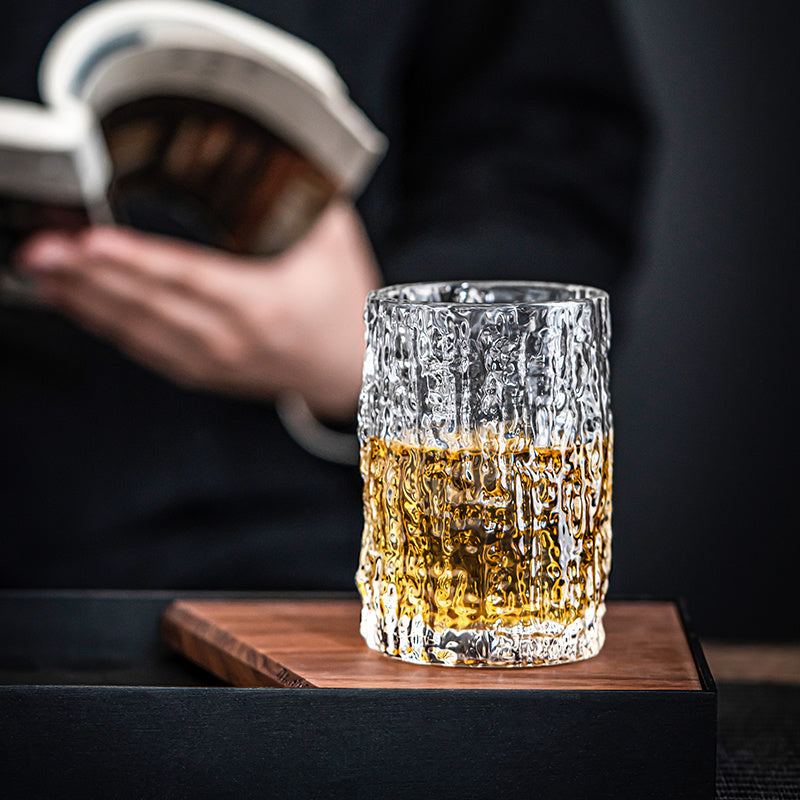 Highball-Glas im japanischen Stil – Baumrinden-Relief (2er-Set)