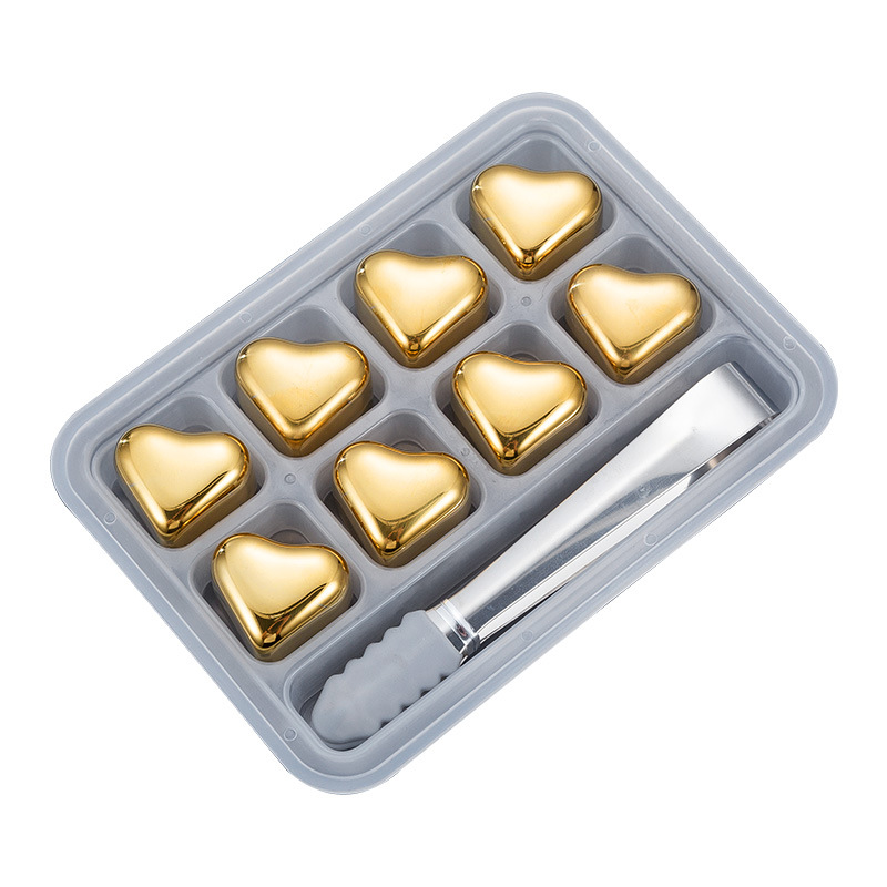 Edelstahl-Eiswürfel – Herz (8 Stück)