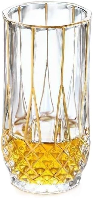 Highball Glass with Diamond-Like Gold Relief (Set of 2)
