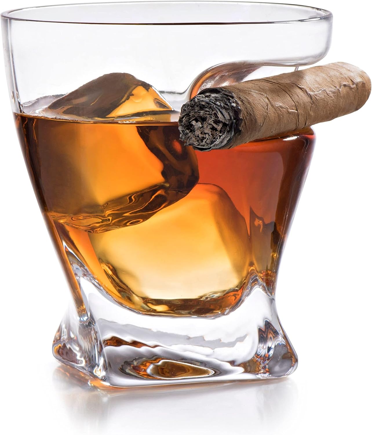 Whisky Glass with Cigar Holder (Set of 2)