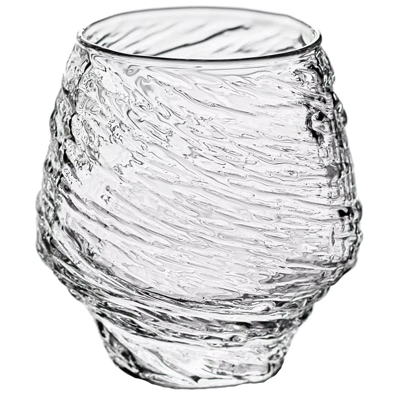 Japanese-Style Whisky Glass – Tree Bark Relief (Set of 2)