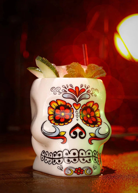 Tiki Glass – Dia de los Muertos Skull