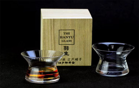 Whisky-Glas im japanischen Stil – Gerilltes Relief (mit Holzbox, 2er-Set)