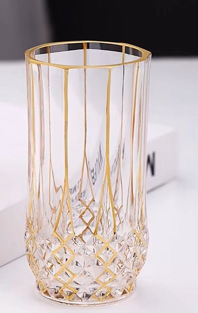 Highball-Glas mit diamantartigem Gold-Relief (2er-Set)