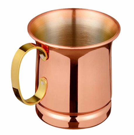 Kupfer-Becher mit goldenem Hänkel (2er-Set)