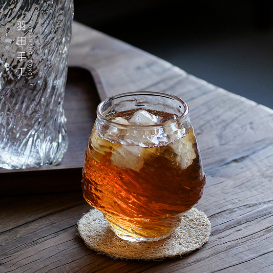 Japanese-Style Whisky Glass – Tree Bark Relief (Set of 2)