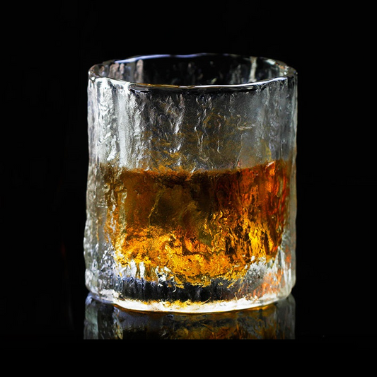 Japanese-Style Whisky Glass – Natural Stone (w/ Wooden Box, Set of 2)