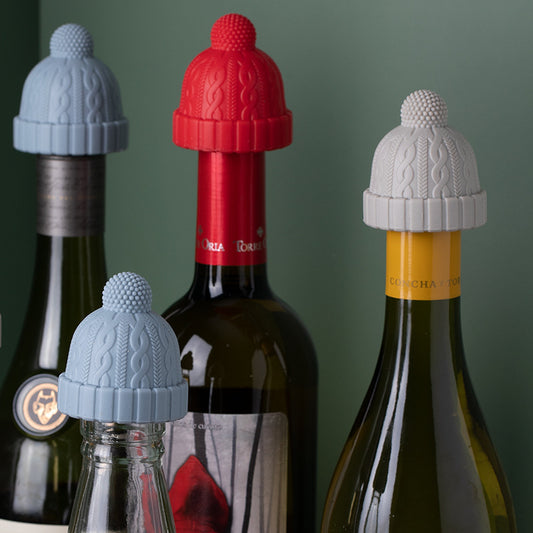Wine Stopper - Pom-Pom Winter Hat (Set of 4)
