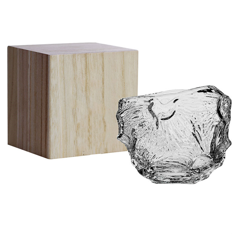 Japanese-Style Whisky Glass – Meteorite (w/ Wooden Box, Set of 2)