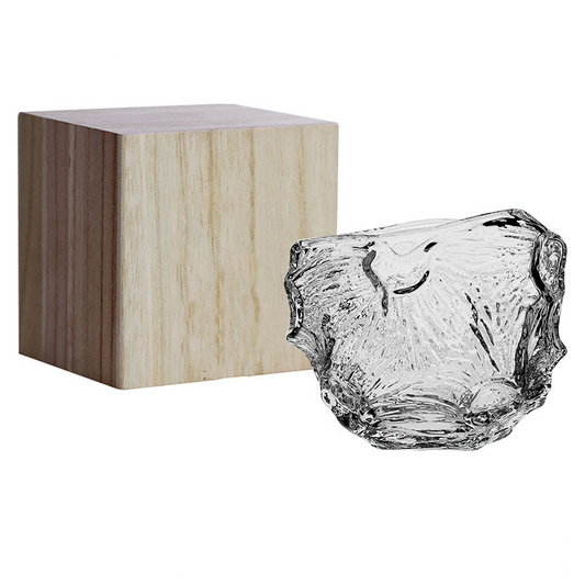 Japanese-Style Whisky Glass – Meteorite (w/ Wooden Box, Set of 2)