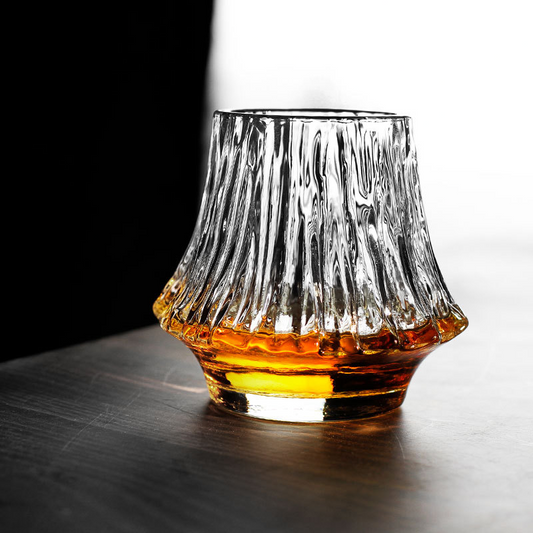 Japanese-Style Whisky Glass – Mt. Fuji (w/ Wooden Box, Set of 2)