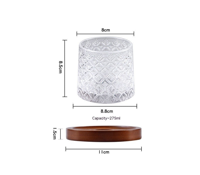 Rotating Whisky Glass with Wooden Base (Set of 2)