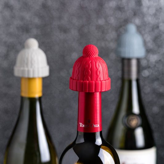 Wine Stopper - Pom-Pom Winter Hat (Set of 4)