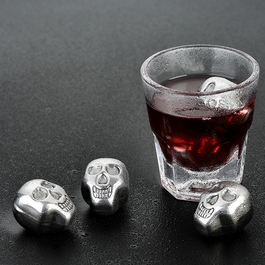 Edelstahl-Eiswürfel – Schädel (6 Stück)