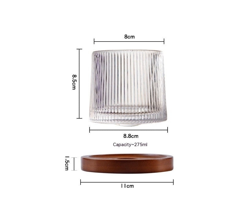 Rotating Whisky Glass with Wooden Base (Set of 2)