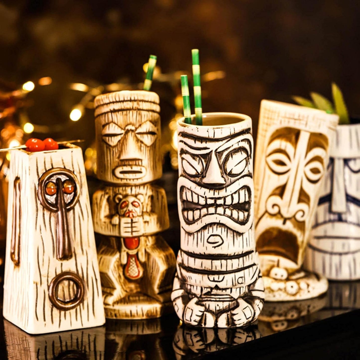 Tiki-Gläser Idolstatuen – Verschiedene Designs