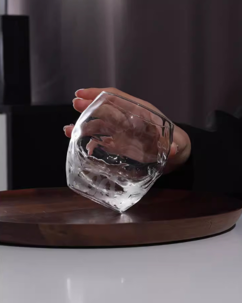 Japanese-Style Whisky Glass – Faceted (with wooden box, set of 2)