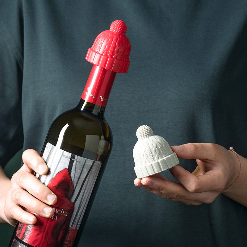 Wine Stopper - Pom-Pom Winter Hat (Set of 4)