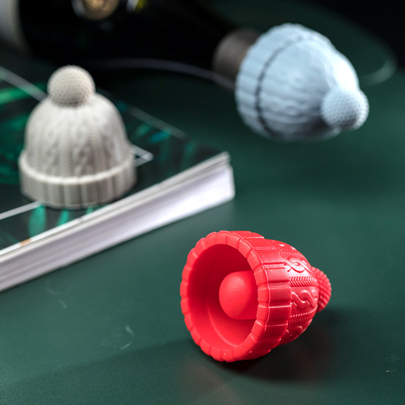 Wine Stopper - Pom-Pom Winter Hat (Set of 4)