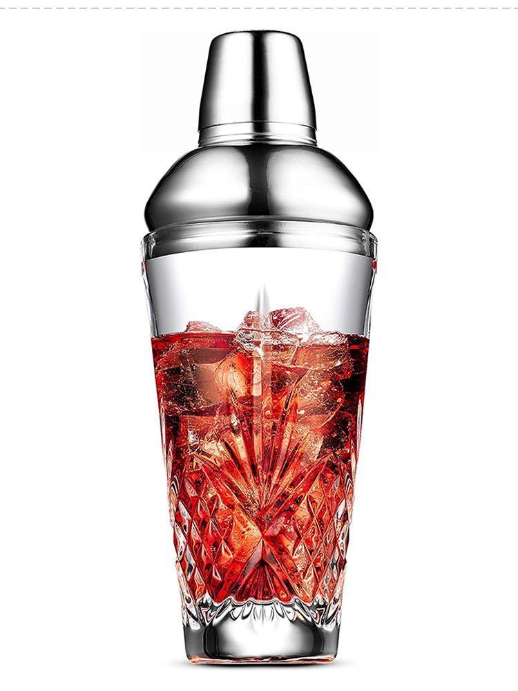 Gläserner Dreiteiliger Shaker mit Diamantrelief