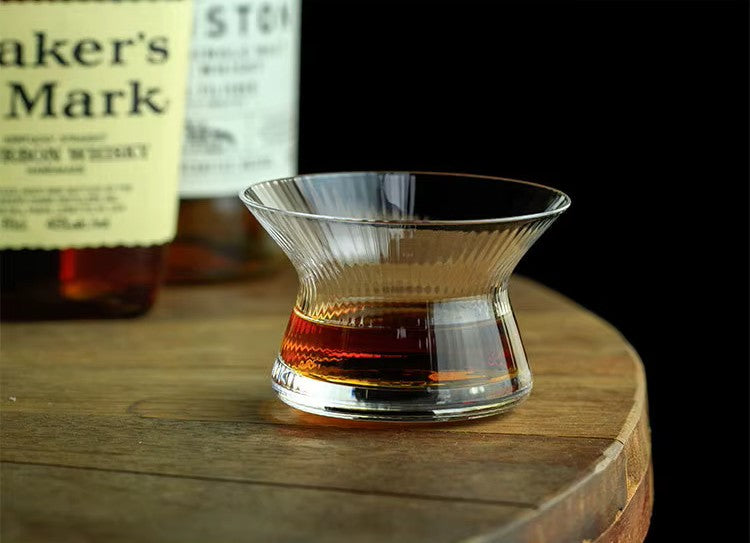 Japanese-Style Whisky Glass – Grooved Relief (w/ Wooden Box, Set of 2)