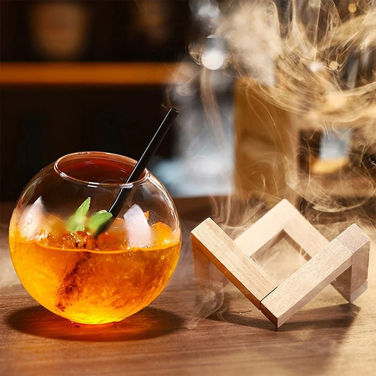 Kugelglas mit Holzsockel (2er-Set)