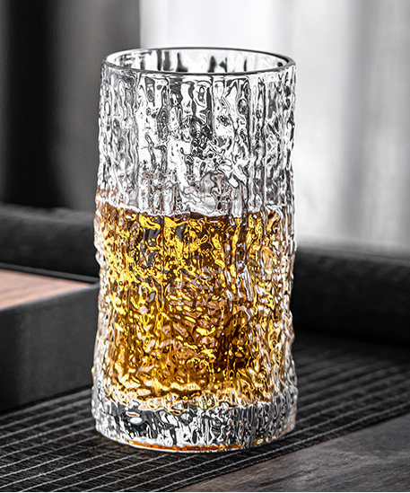 Highball-Glas im japanischen Stil – Baumrinden-Relief (2er-Set)